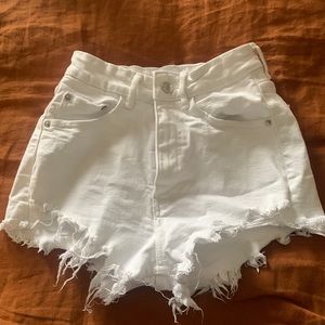 ZARA white distressed jean shorts